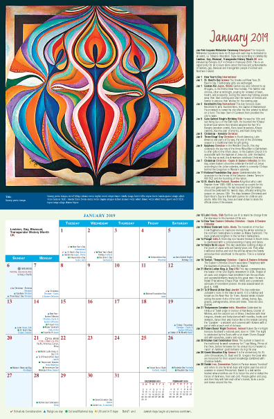 2019 Wall Multicultural Calendar Diversity Calendar Multifaith Calendar