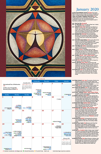 2020 Wall Multicultural Calendar | Diversity Calendar | Multifaith Calendar